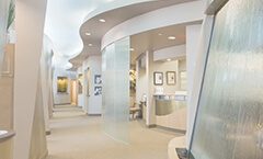 Curved walls and glass are an important component of this modern aesthetic.