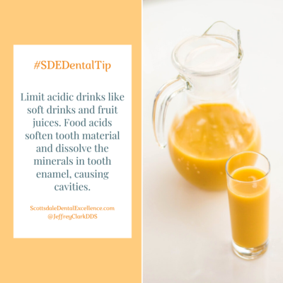 Orange juice is loaded with acids that can erode your tooth enamel.