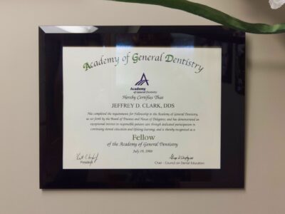 Dr. Clark is a Fellow of the Academy of General Dentistry.